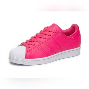 Mens Size 9 adidas Superstar Bright Pink Leather Sneakers Shoes Shell Toe